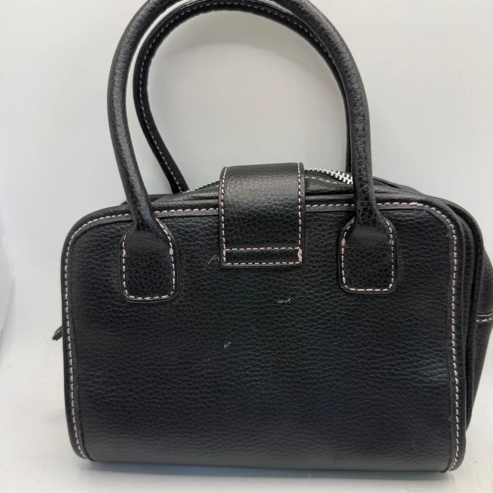 Victorias‎ Secret Black Pebbled Travel Vanity Case Makeup Bag Pink Stitching